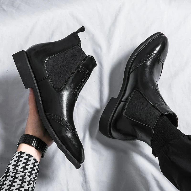 Stivaletti Chelsea da Uomo Brogue in Pelle — foto 3