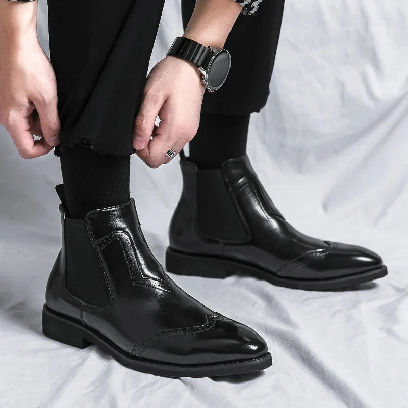 Stivaletti Chelsea da Uomo Brogue in Pelle — foto 6