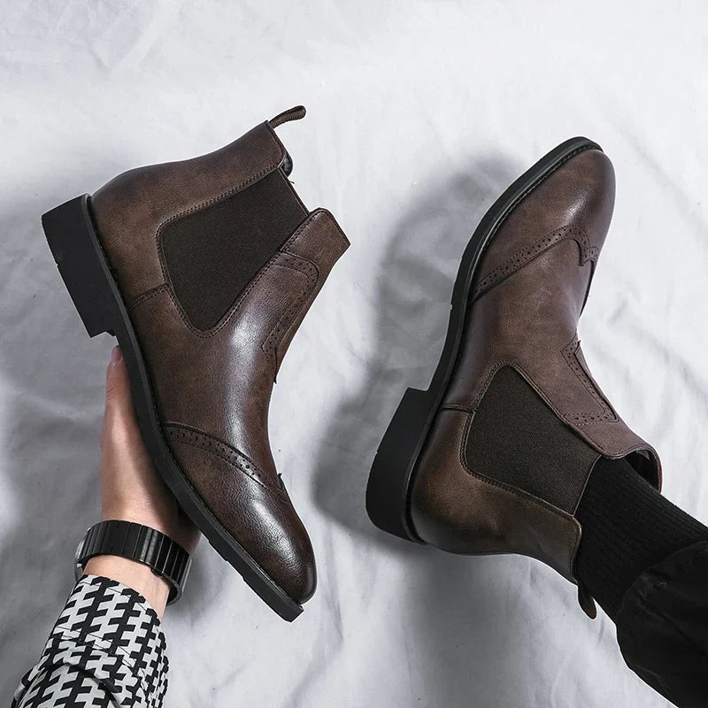 Stivaletti Chelsea da Uomo Brogue in Pelle — foto 7
