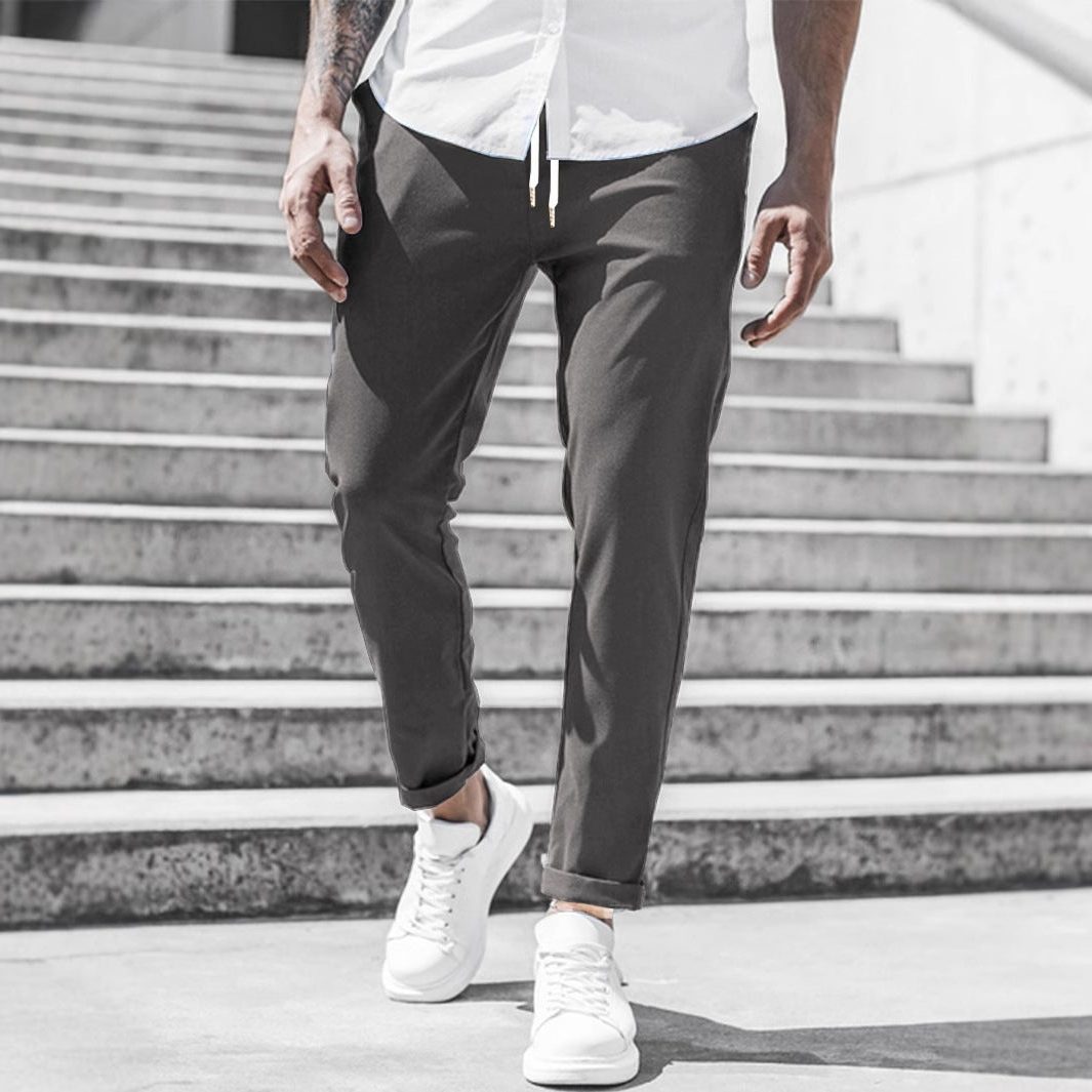 Pantaloni Chino Gamba Dritta da Uomo con Risvolto — foto 10