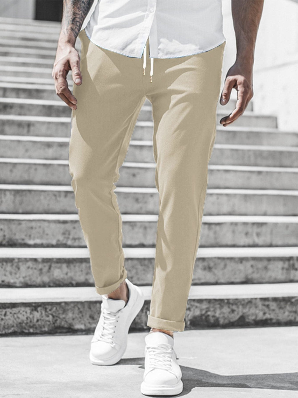 Pantaloni Chino Gamba Dritta da Uomo con Risvolto — foto 2