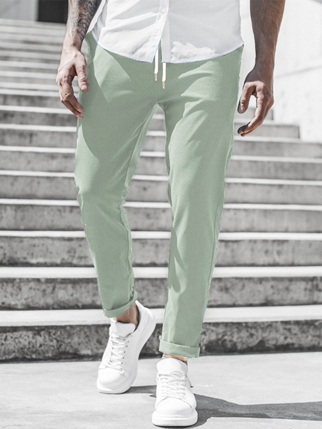 Pantaloni Chino Gamba Dritta da Uomo con Risvolto — foto 5