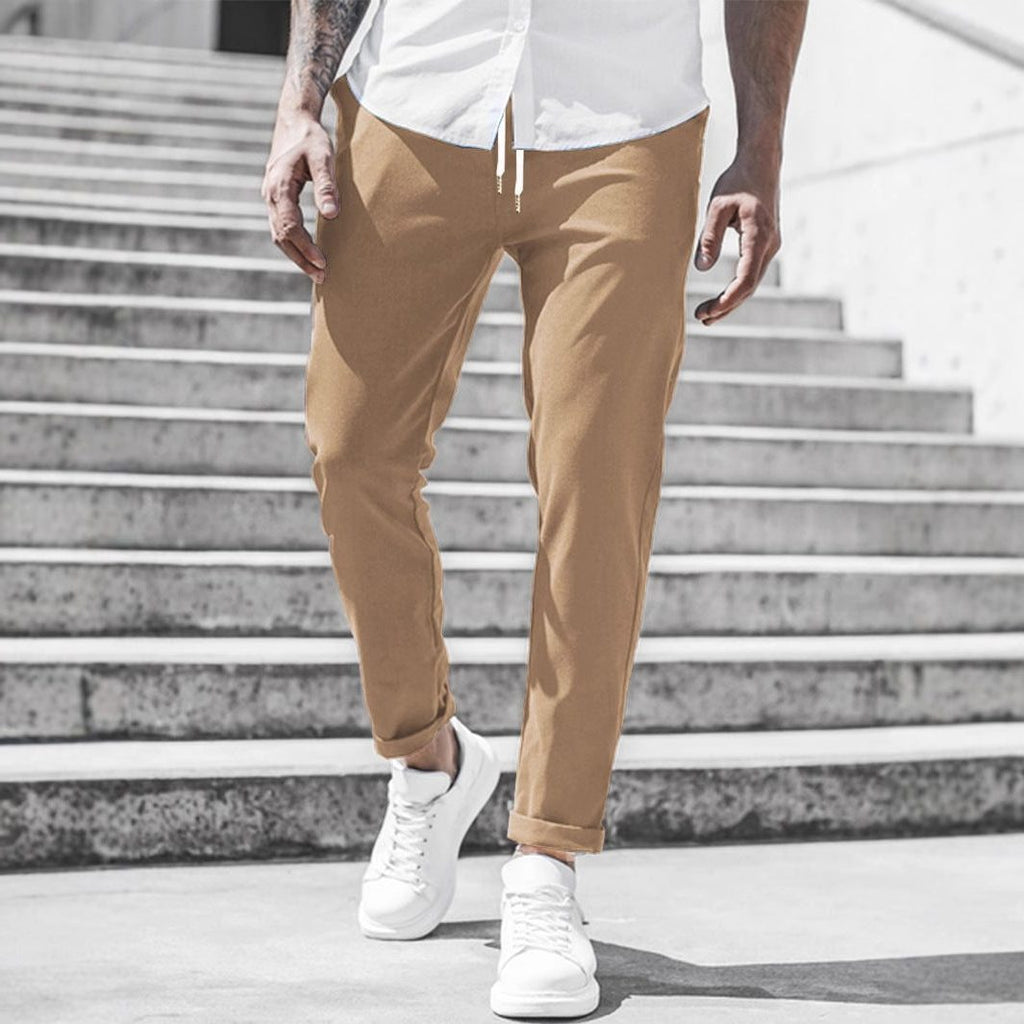 Pantaloni Chino Gamba Dritta da Uomo con Risvolto — foto 7