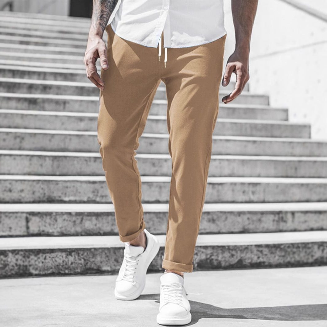 Pantaloni Chino Gamba Dritta da Uomo con Risvolto — foto 7