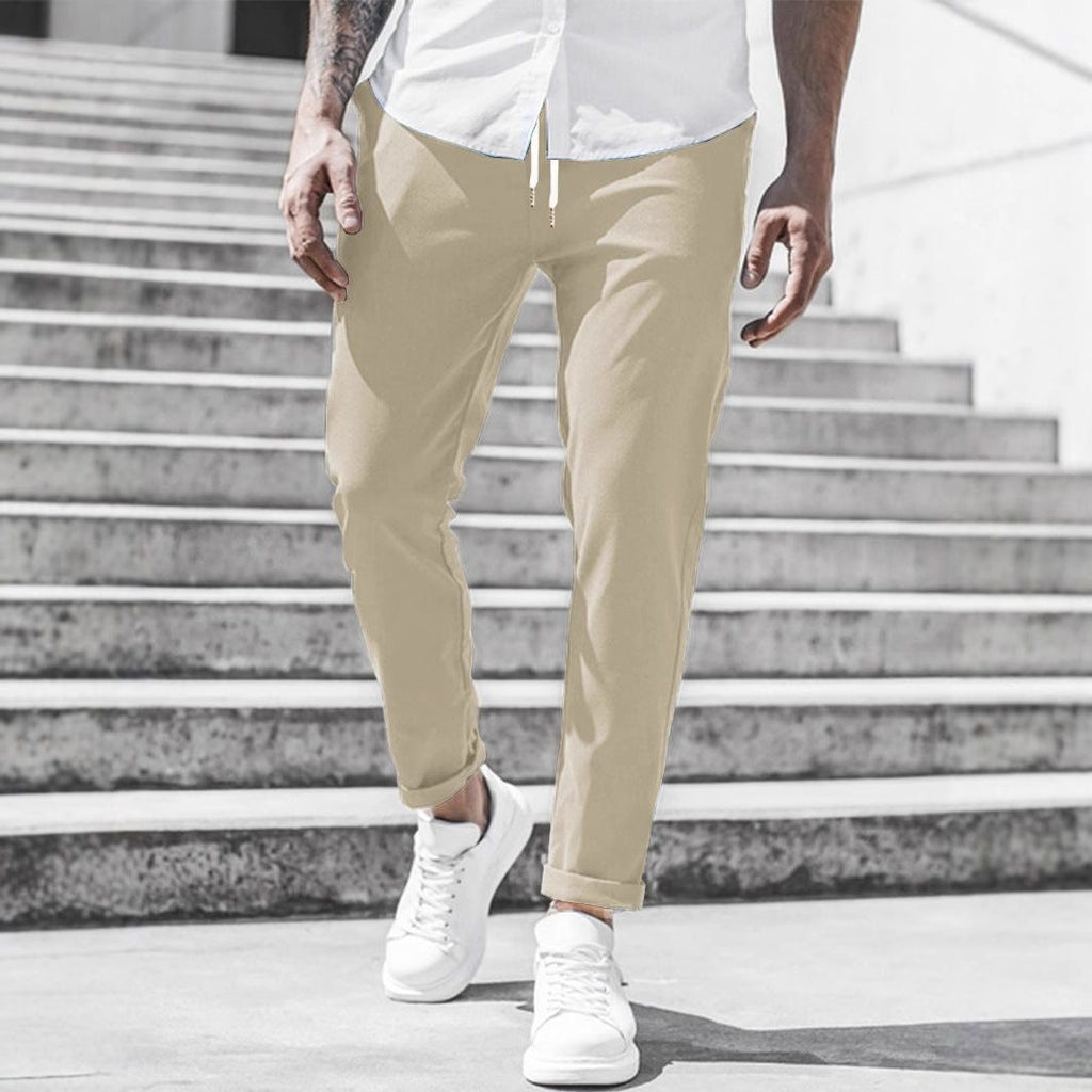 Pantaloni Chino Gamba Dritta da Uomo con Risvolto — foto 8