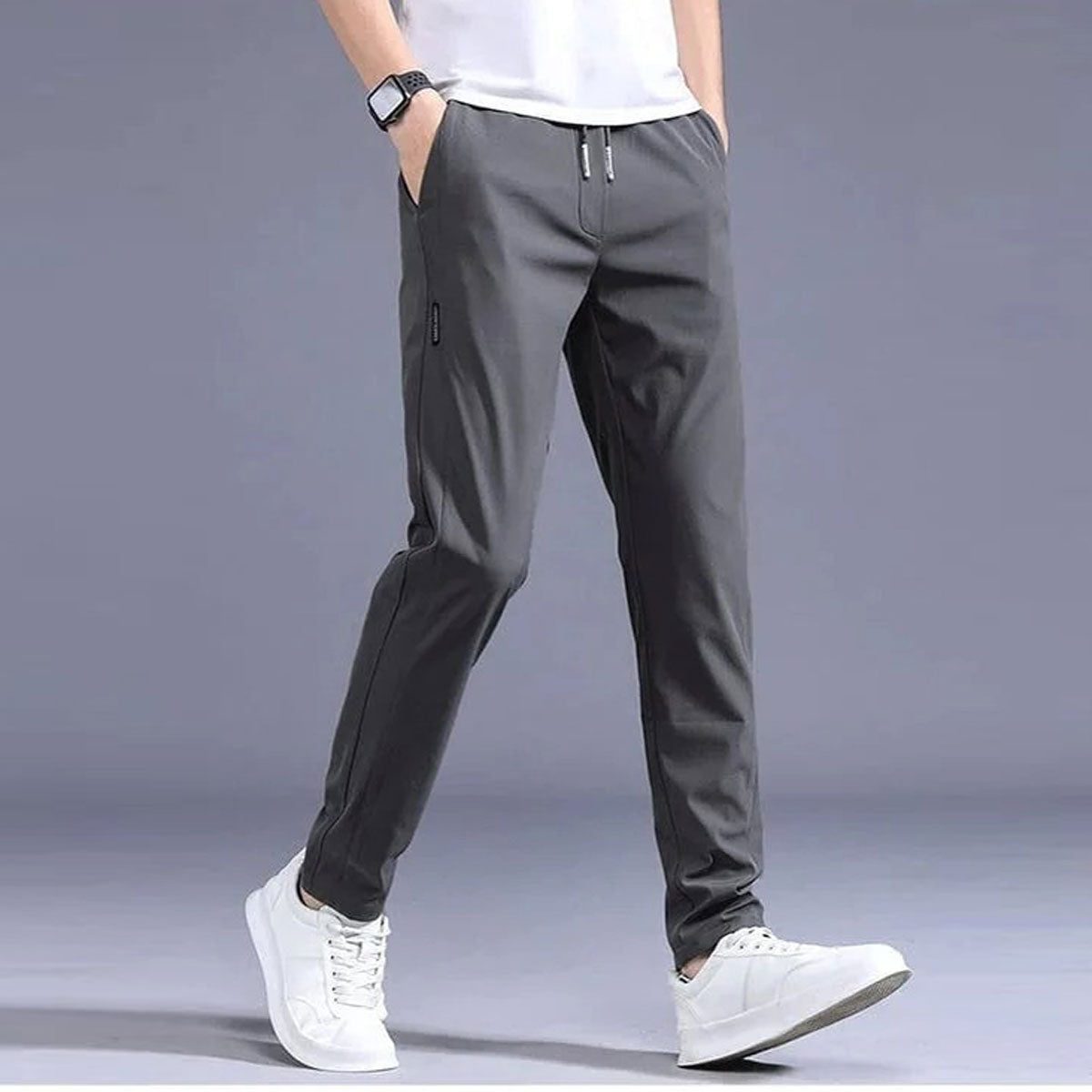 Pantaloni a Gamba Dritta da Uomo con Coulisse