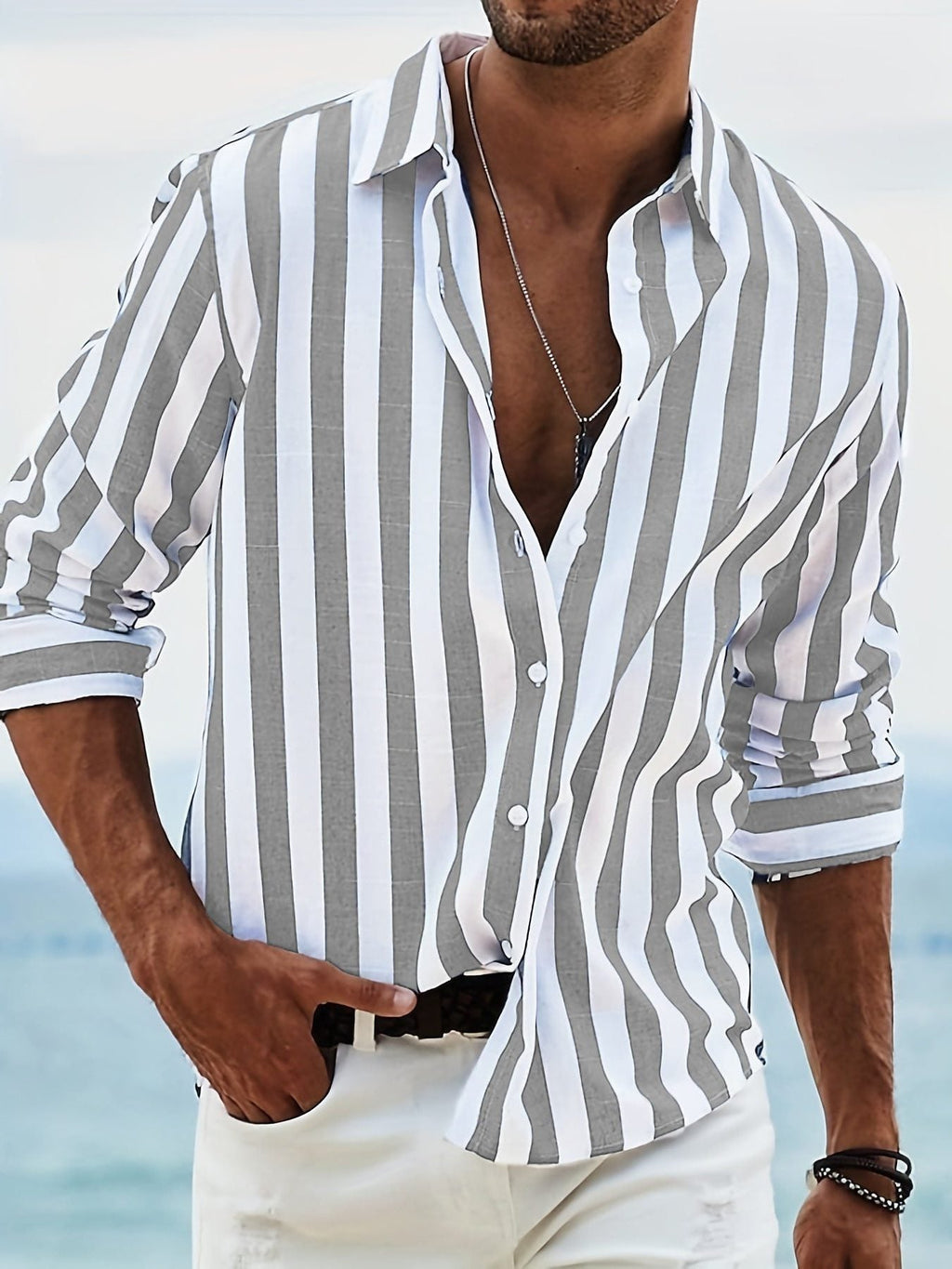 Camicia a Righe da Uomo per Ogni Giorno — foto 7