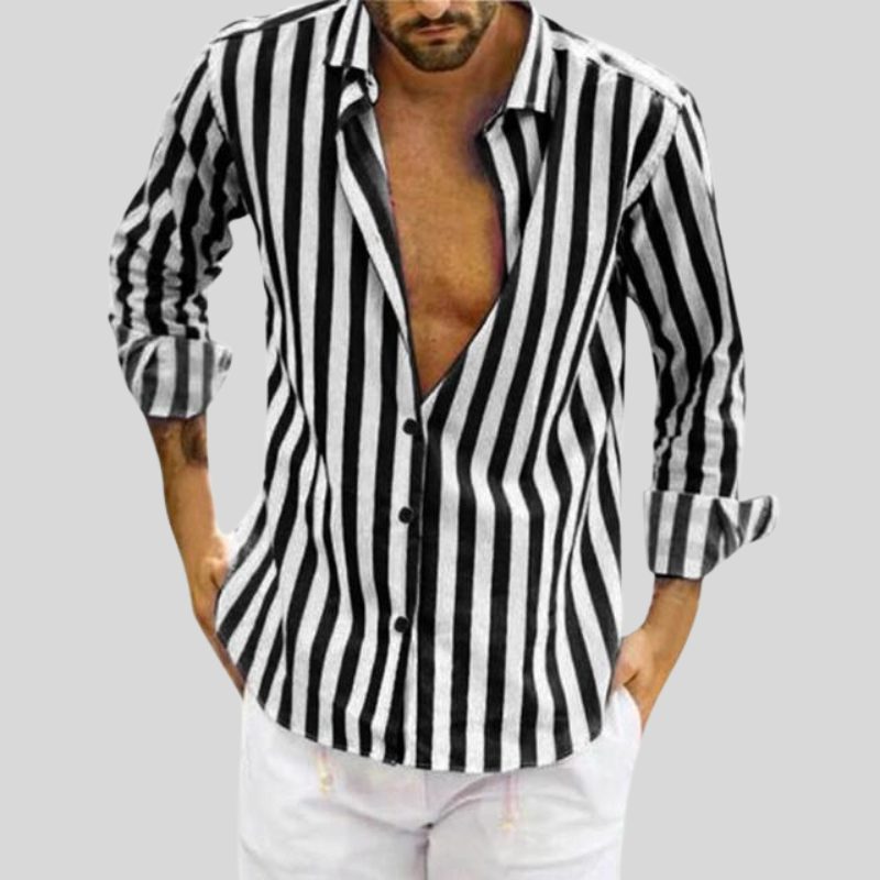 Camicia in Lino a Righe da Uomo Estiva
