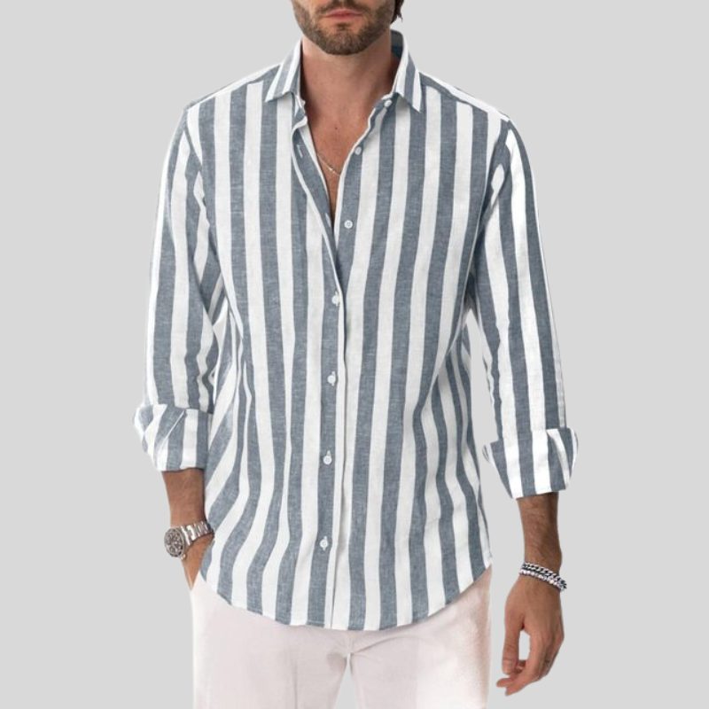 Camicia in Lino a Righe da Uomo Estiva — foto 2