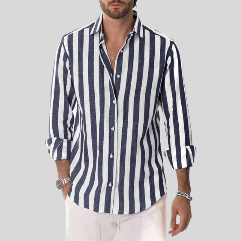 Camicia in Lino a Righe da Uomo Estiva — foto 3