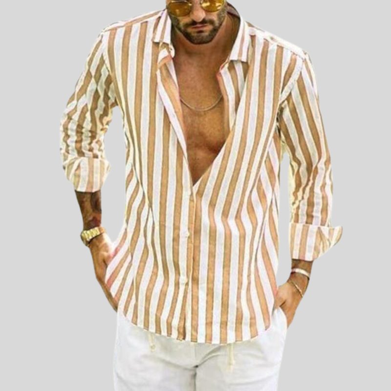 Camicia in Lino a Righe da Uomo Estiva — foto 4