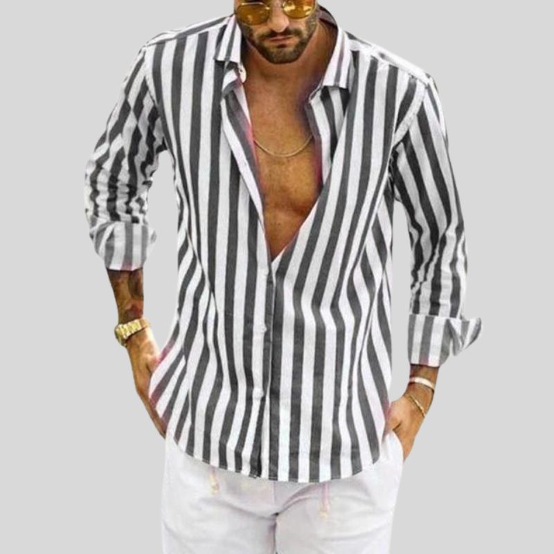Camicia in Lino a Righe da Uomo Estiva — foto 5