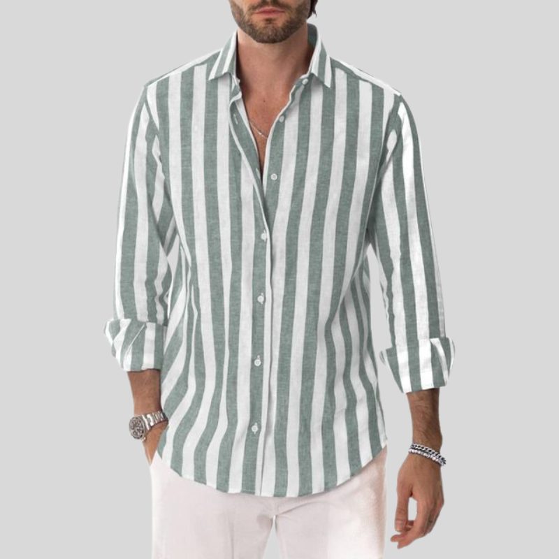 Camicia in Lino a Righe da Uomo Estiva — foto 6