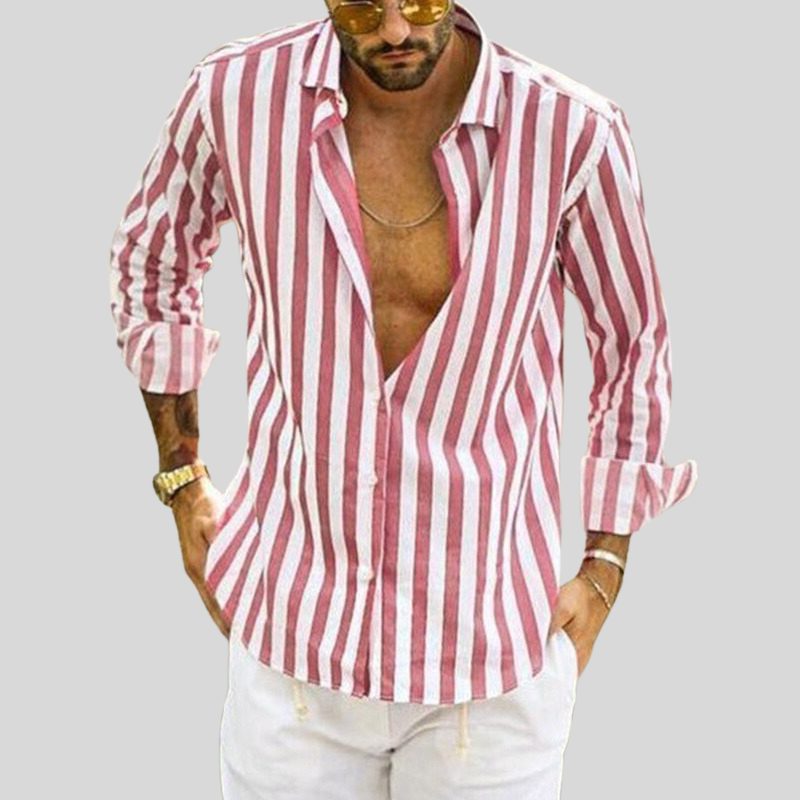 Camicia in Lino a Righe da Uomo Estiva — foto 8