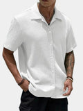Camicia Collo Cubano da Uomo Manica Corta Testurizzata