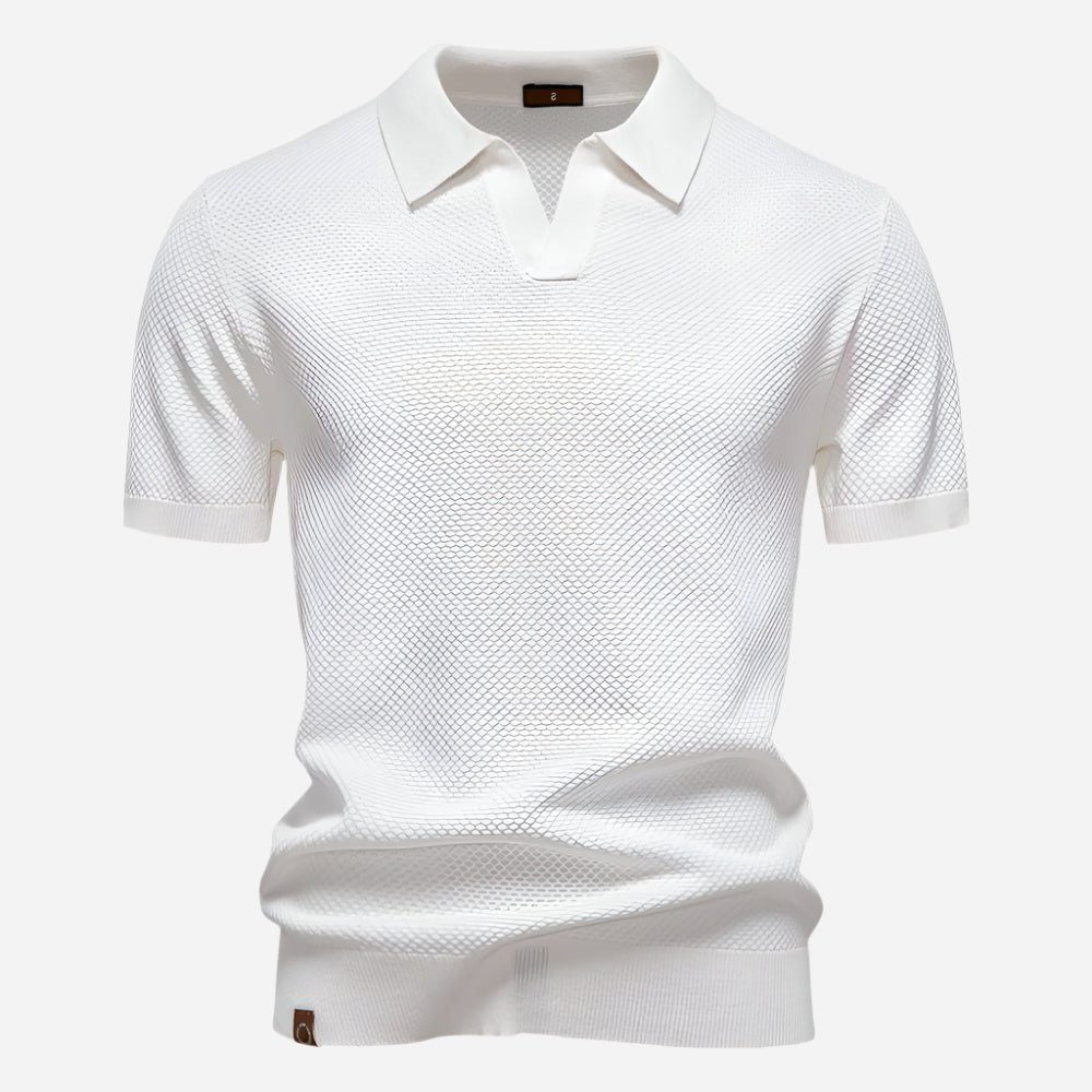 Polo a Maglia da Uomo Effetto Testurizzato