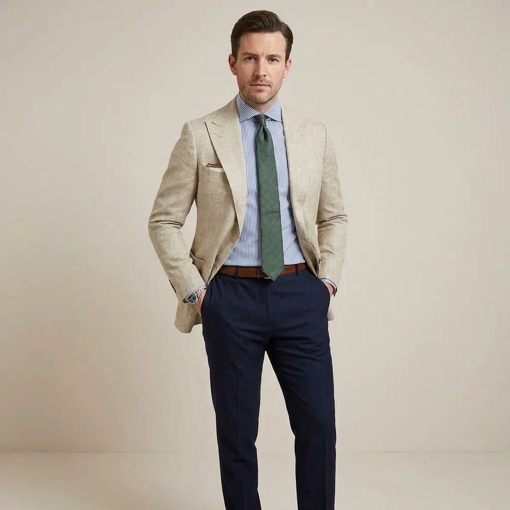 Blazer Testurizzato da Uomo con Revers a Lancia — foto 3