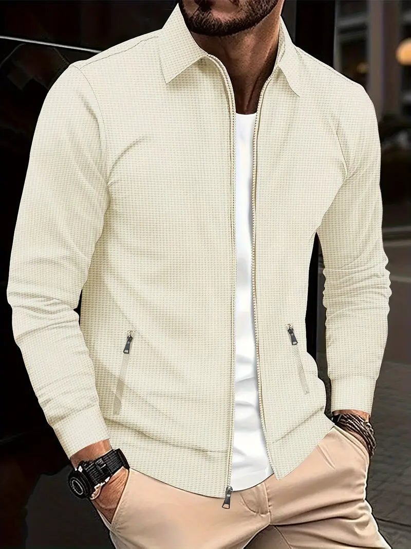 Overshirt Testurizzata da Uomo Leggera con Zip