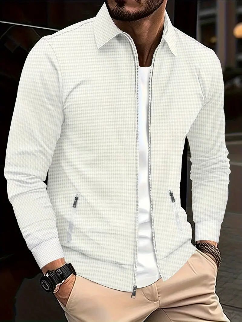 Overshirt Testurizzata da Uomo Leggera con Zip — foto 3