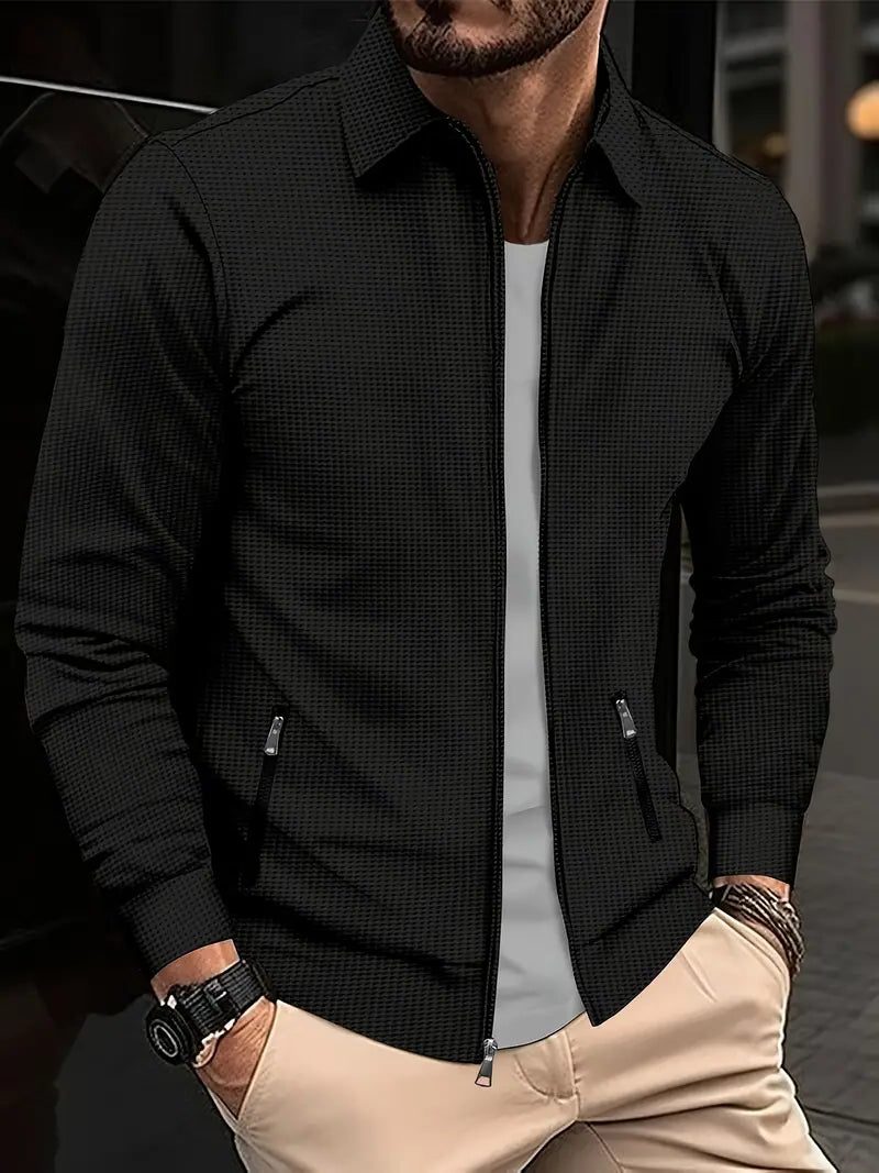 Overshirt Testurizzata da Uomo Leggera con Zip — foto 4