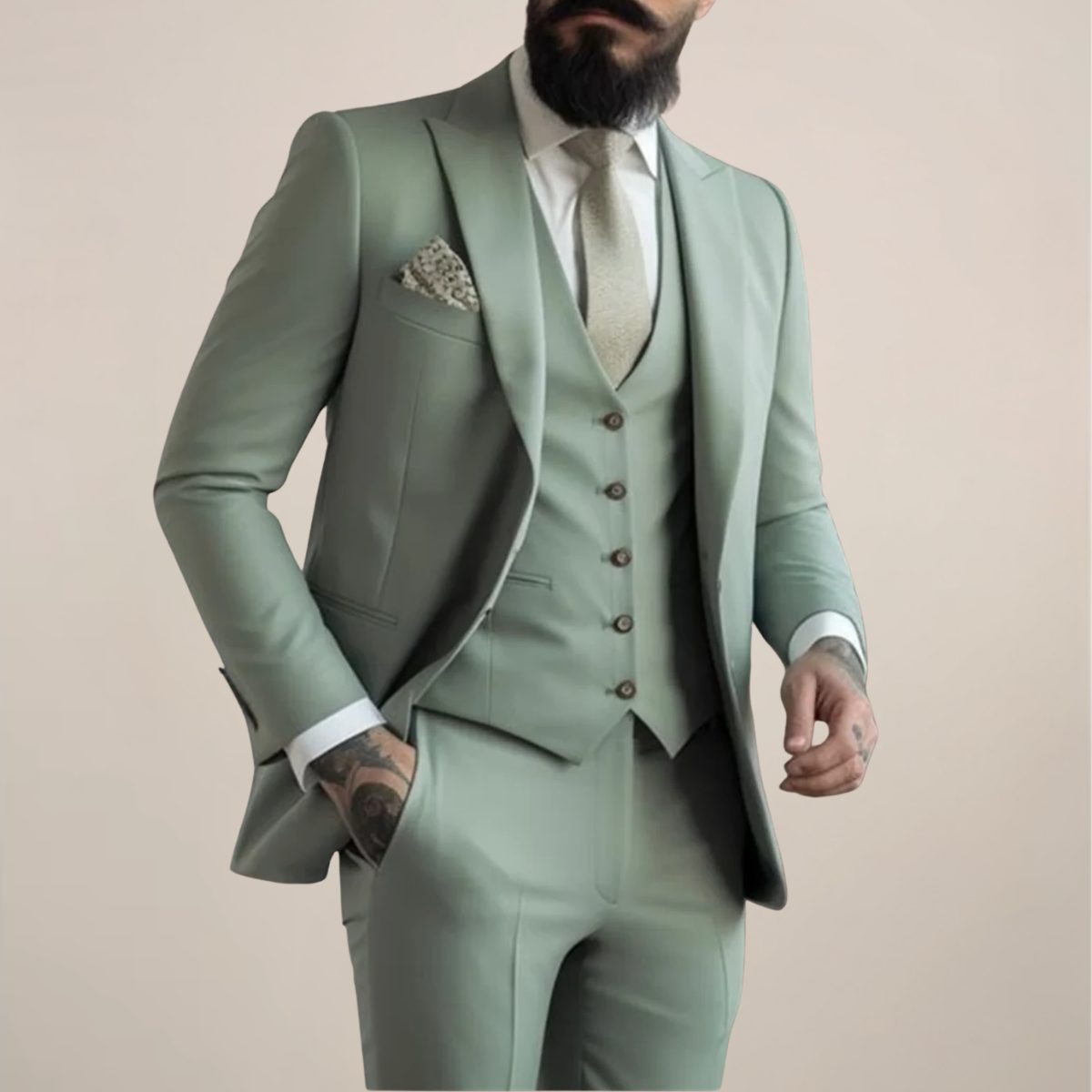 Completo Blazer da Uomo in Tre Pezzi con Gilet