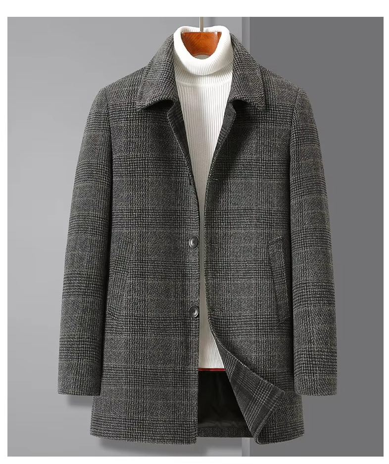 Trench in Lana da Uomo con Fodera Staccabile