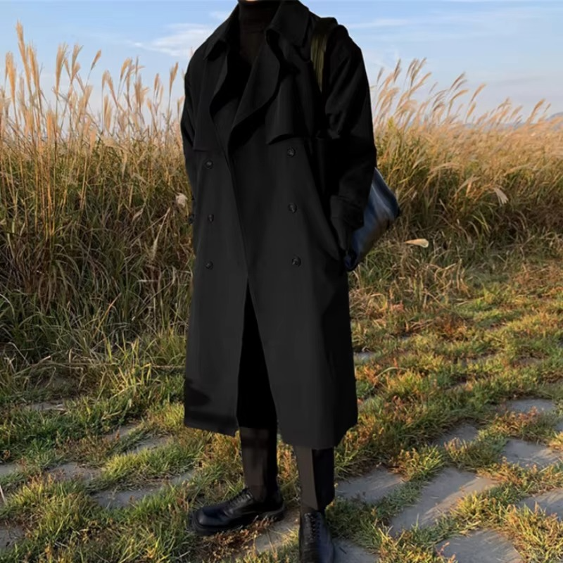 Trench Lungo da Uomo Monopetto con Tasche Laterali — foto 4