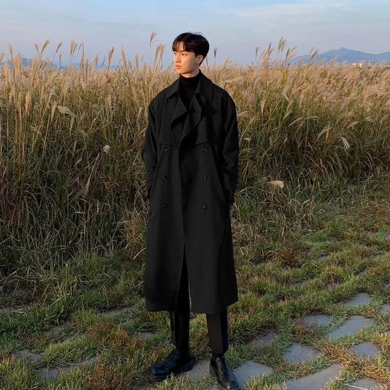Trench Lungo da Uomo Monopetto con Tasche Laterali — foto 5