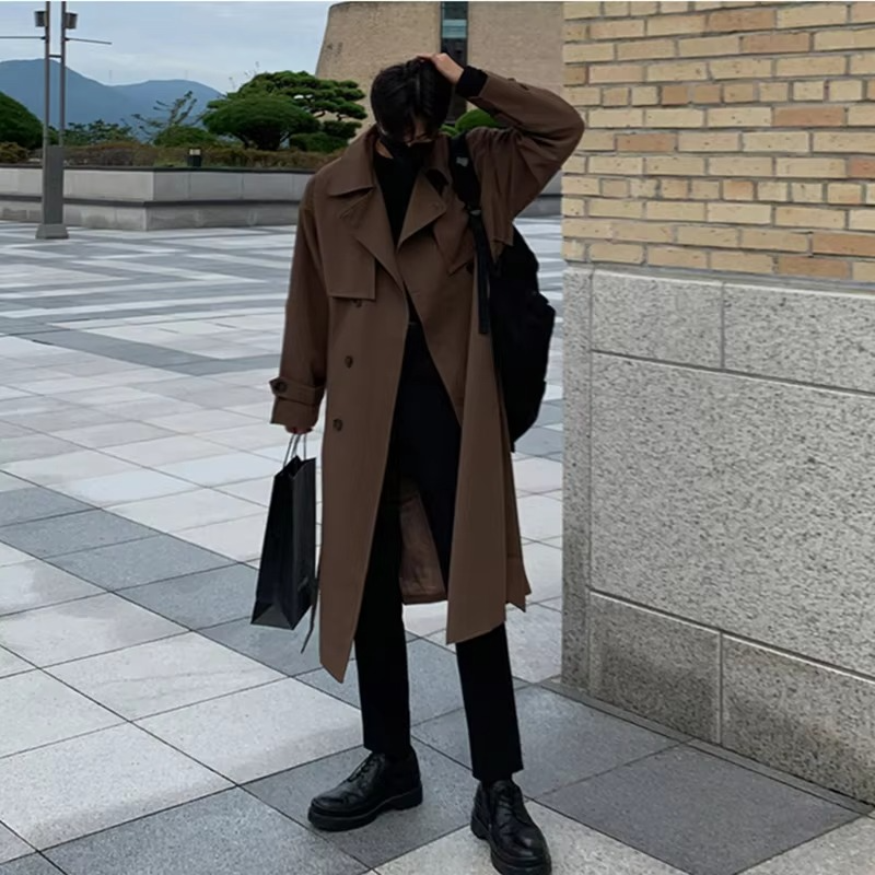 Trench Lungo da Uomo Monopetto con Tasche Laterali — foto 6
