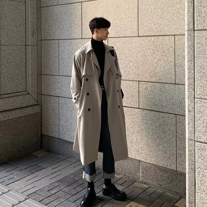 Trench Lungo da Uomo Monopetto con Tasche Laterali — foto 7