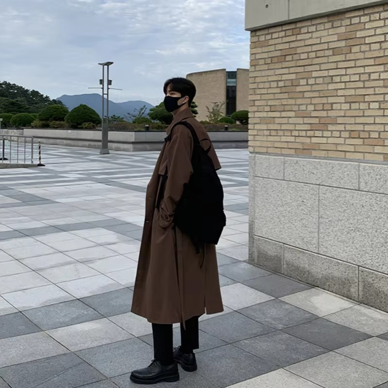 Trench Lungo da Uomo Monopetto con Tasche Laterali — foto 8
