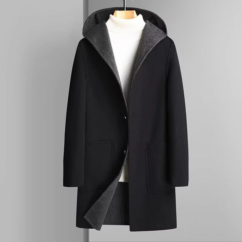Trench Reversibile da Uomo con Cappuccio in Misto Lana — foto 4