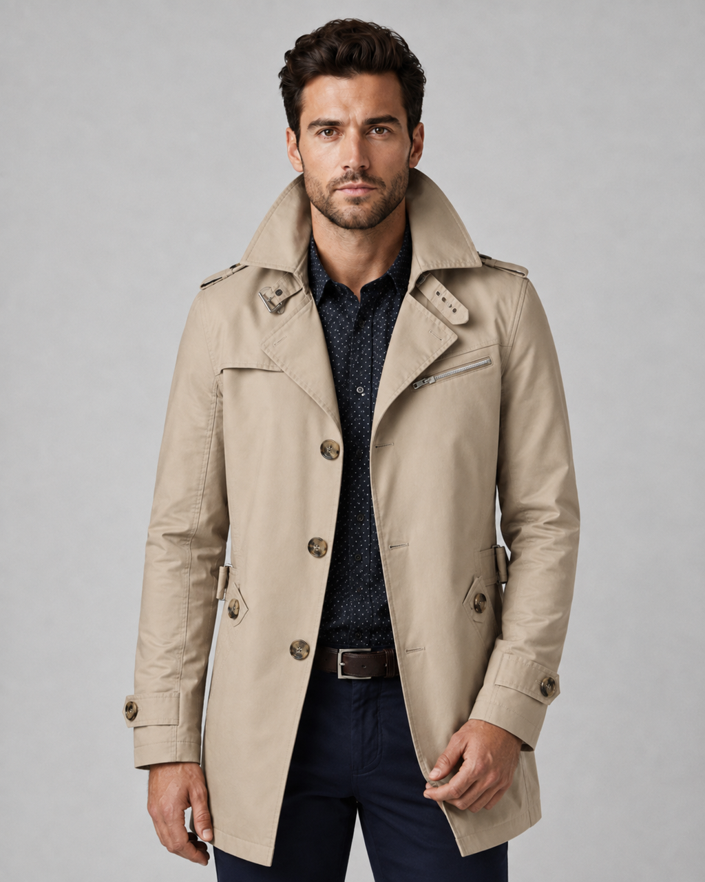 Trench da Uomo con Cintura Regolabile in Vita — foto 2