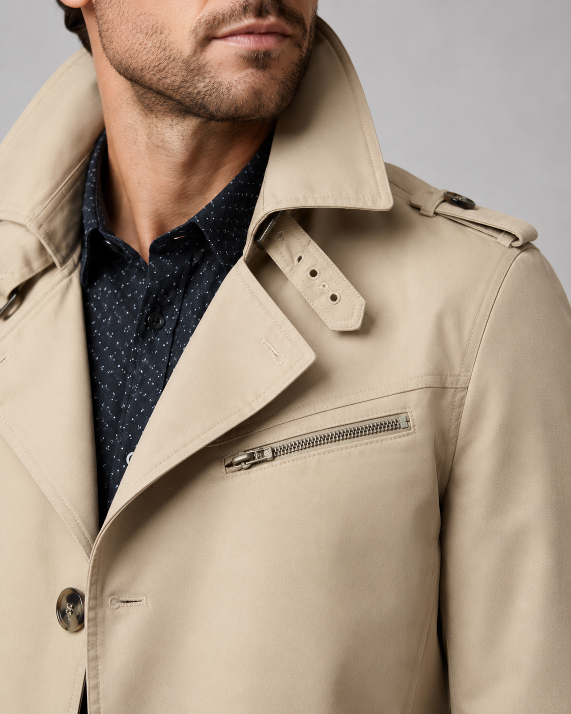 Trench da Uomo con Cintura Regolabile in Vita — foto 4