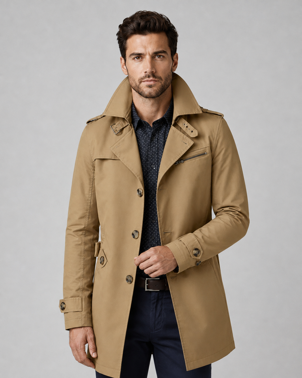 Trench da Uomo con Cintura Regolabile in Vita — foto 5