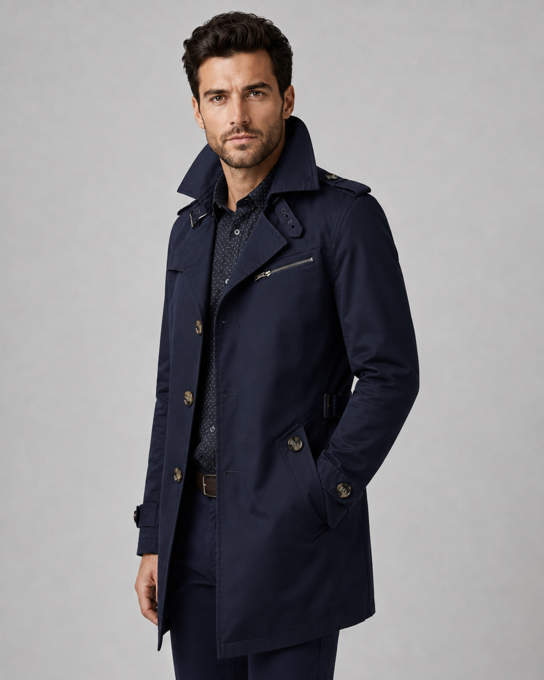 Trench da Uomo con Cintura Regolabile in Vita — foto 7