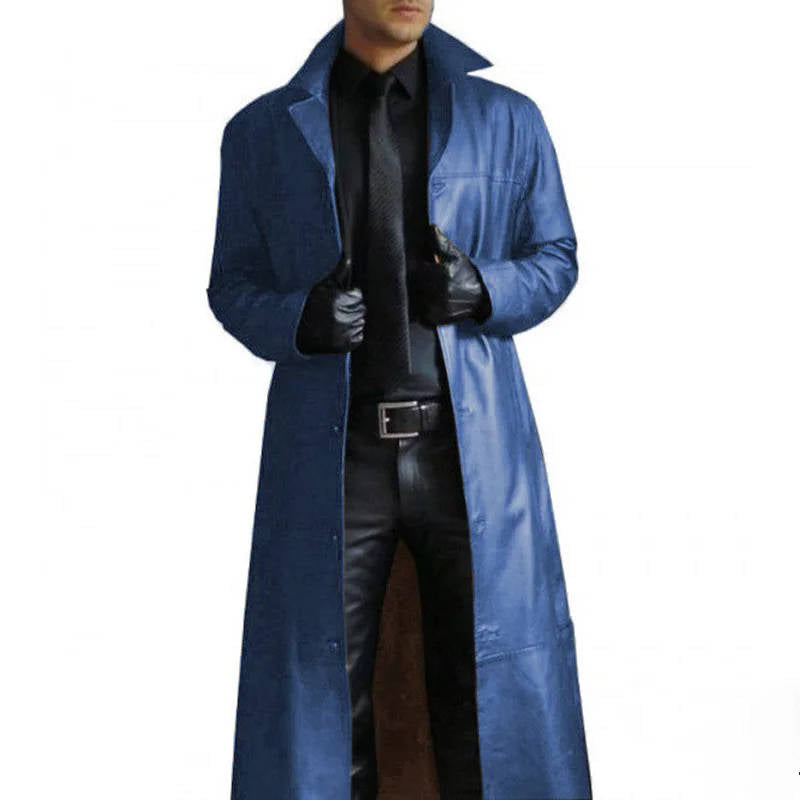 Trench da Uomo in Eco Pelle Lungo Foderato — foto 2