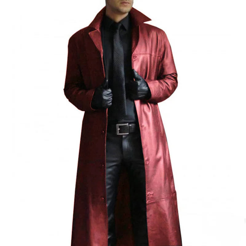 Trench da Uomo in Eco Pelle Lungo Foderato — foto 4
