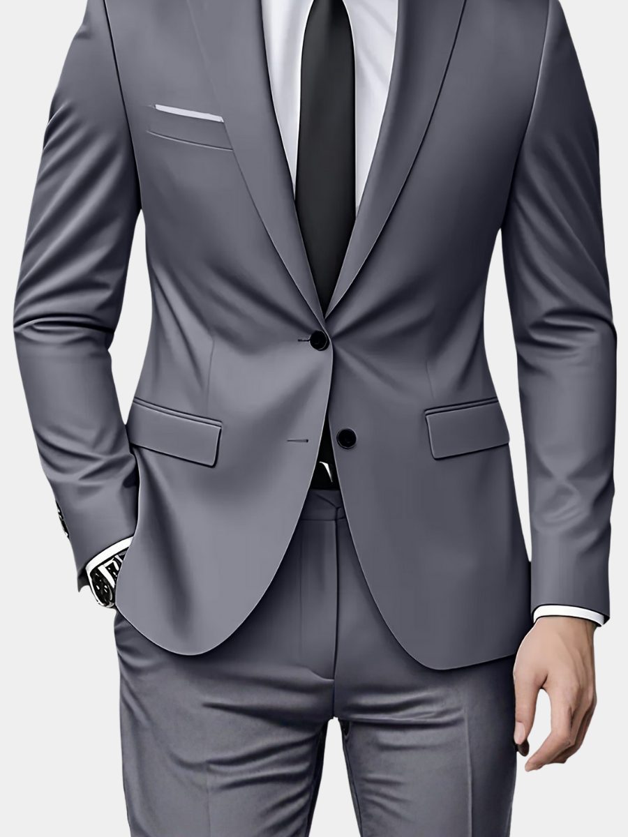 Completo Due Bottoni da Uomo con Camicia e Cravatta