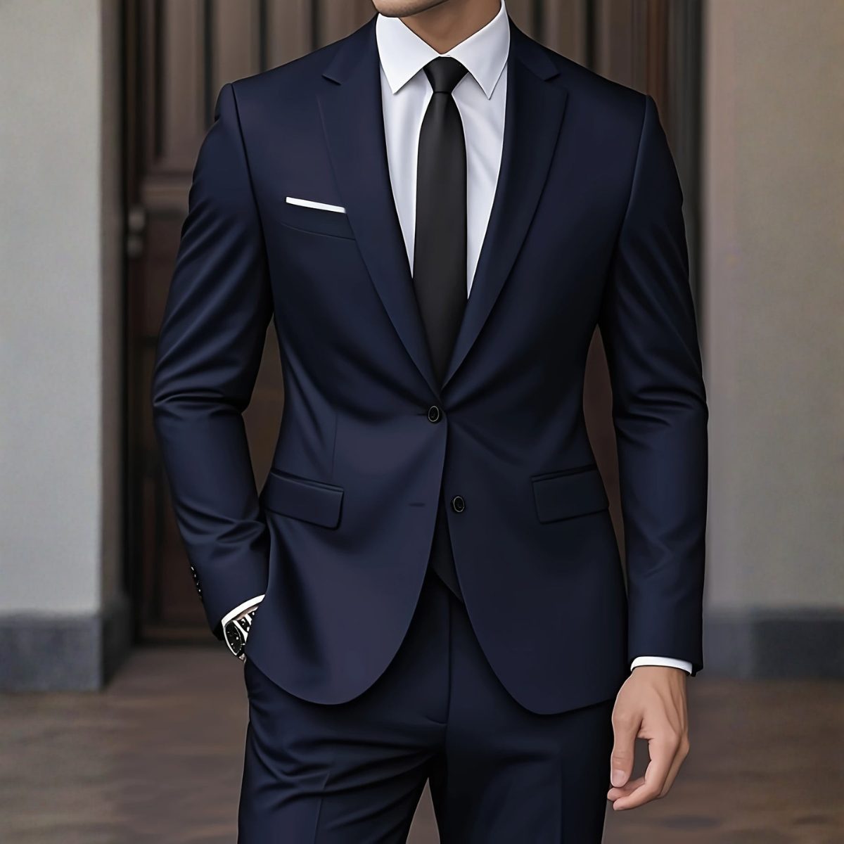 Completo Due Bottoni da Uomo con Camicia e Cravatta — foto 11