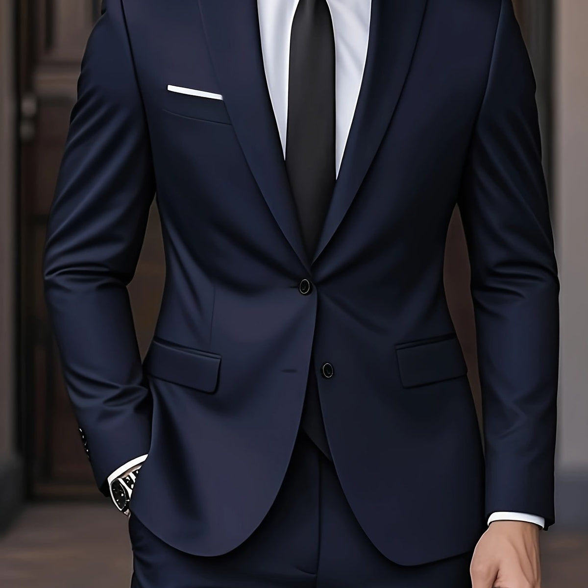 Completo Due Bottoni da Uomo con Camicia e Cravatta — foto 17