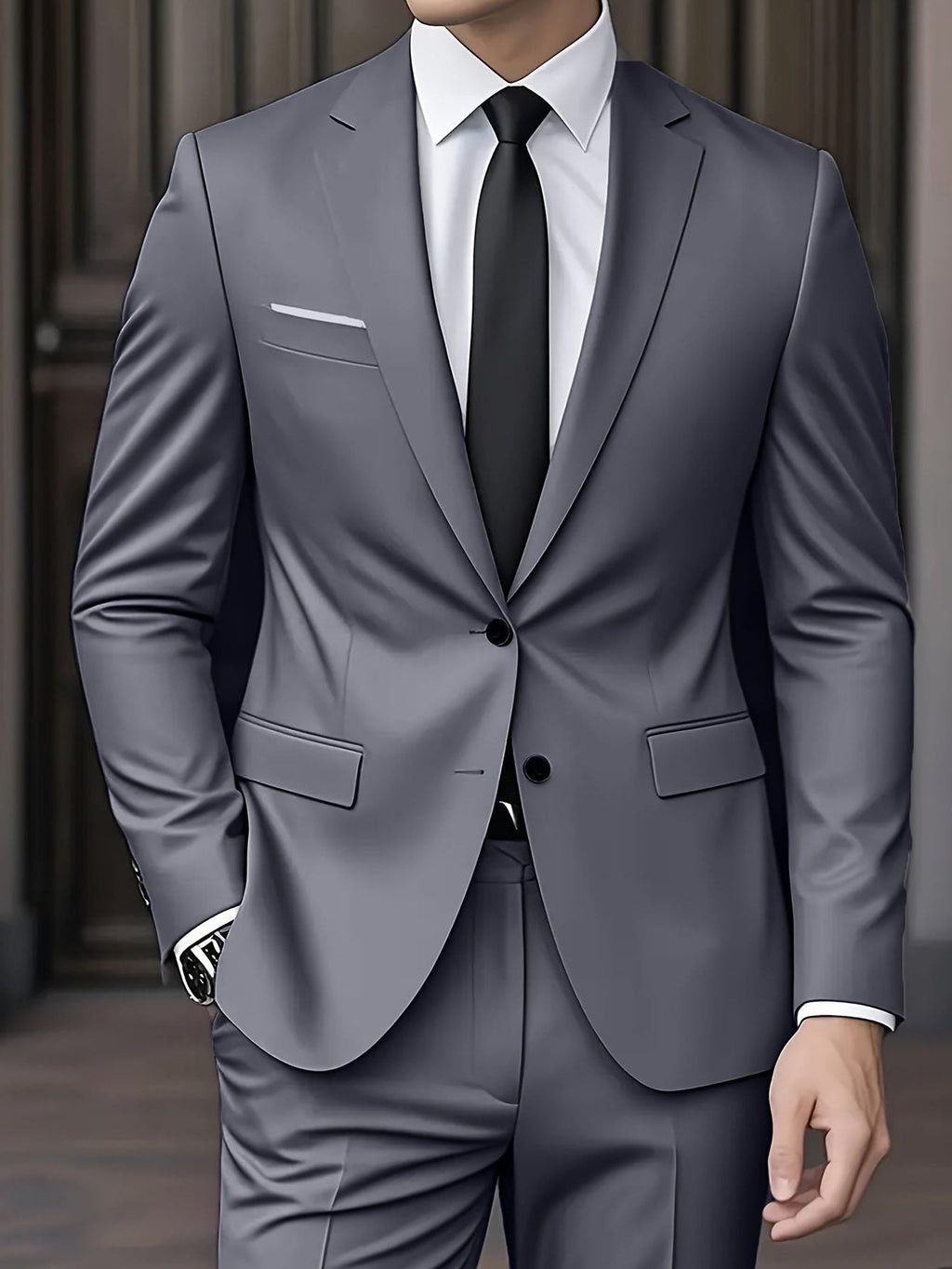 Completo Due Bottoni da Uomo con Camicia e Cravatta — foto 18