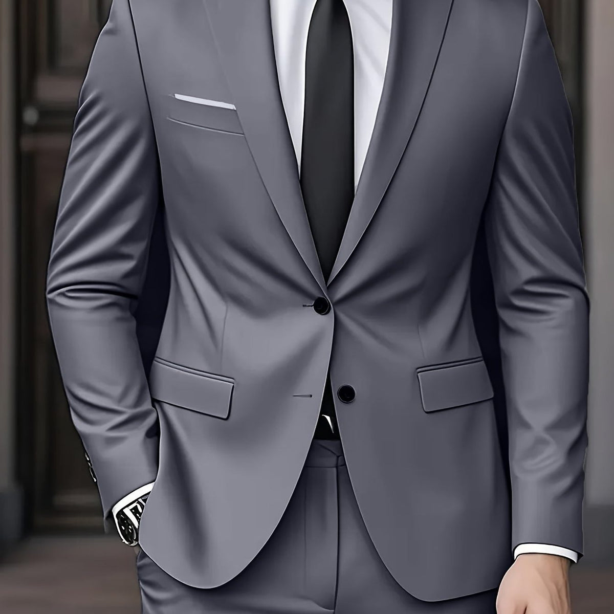 Completo Due Bottoni da Uomo con Camicia e Cravatta — foto 3