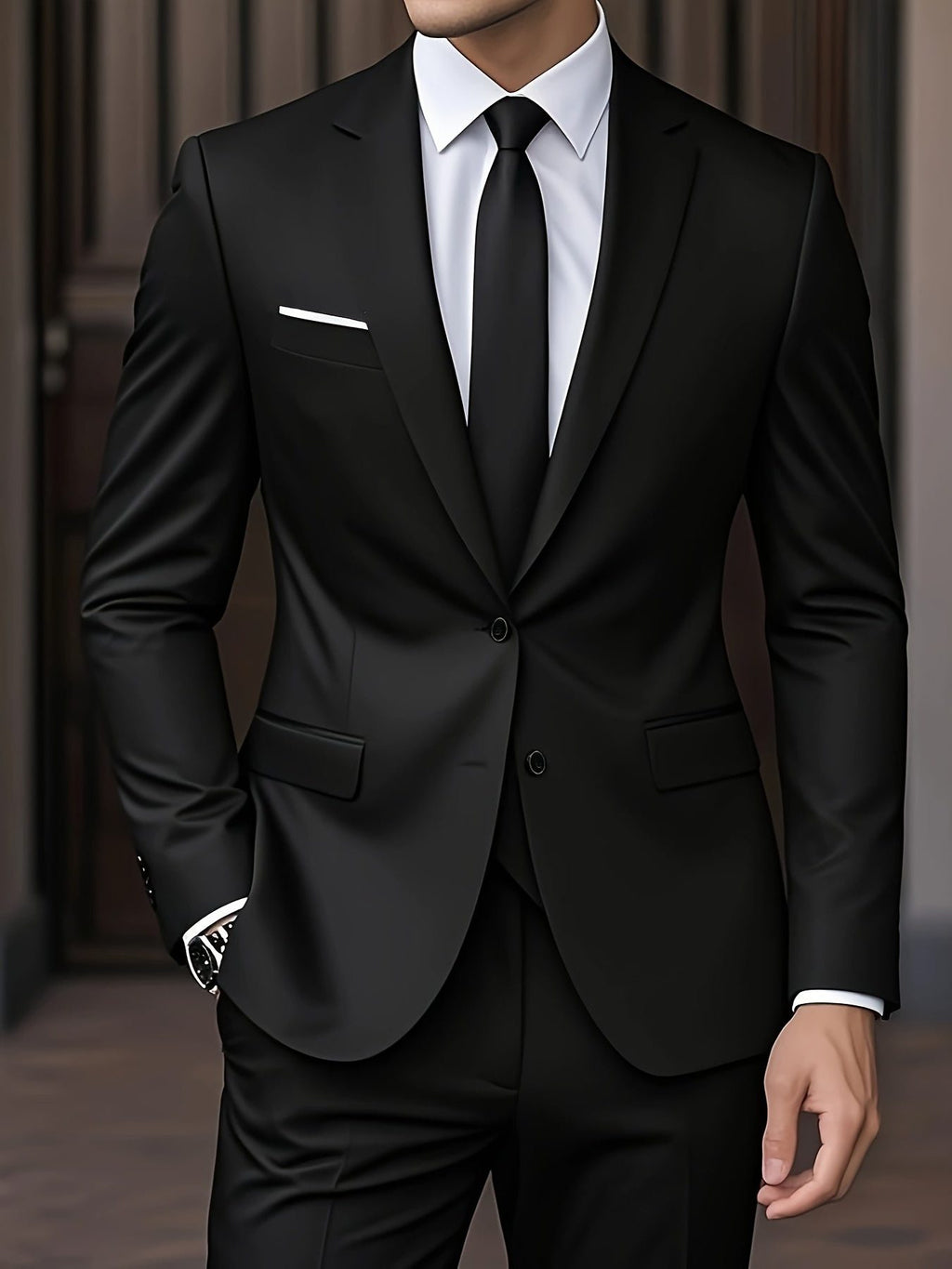 Completo Due Bottoni da Uomo con Camicia e Cravatta — foto 7