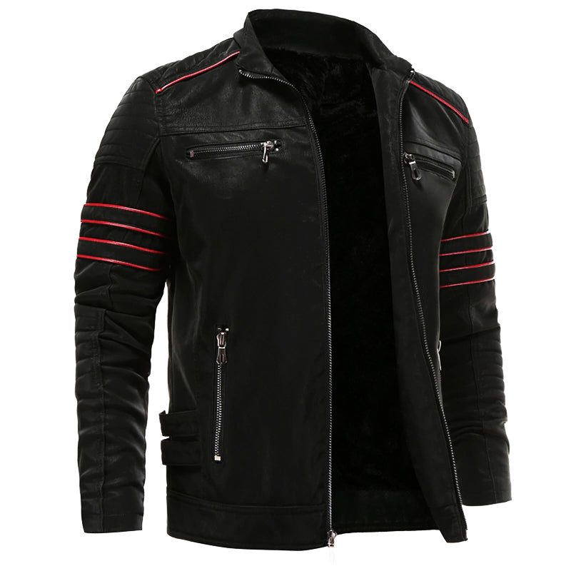 Giubbotto Moto da Uomo con Zip e Righe