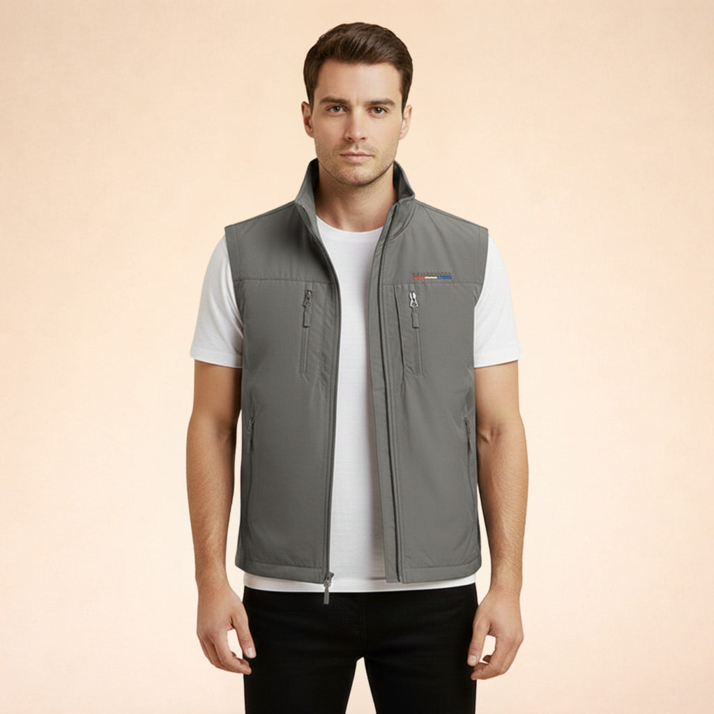 Gilet Cargo da Uomo Collo Coreano con Zip — foto 7