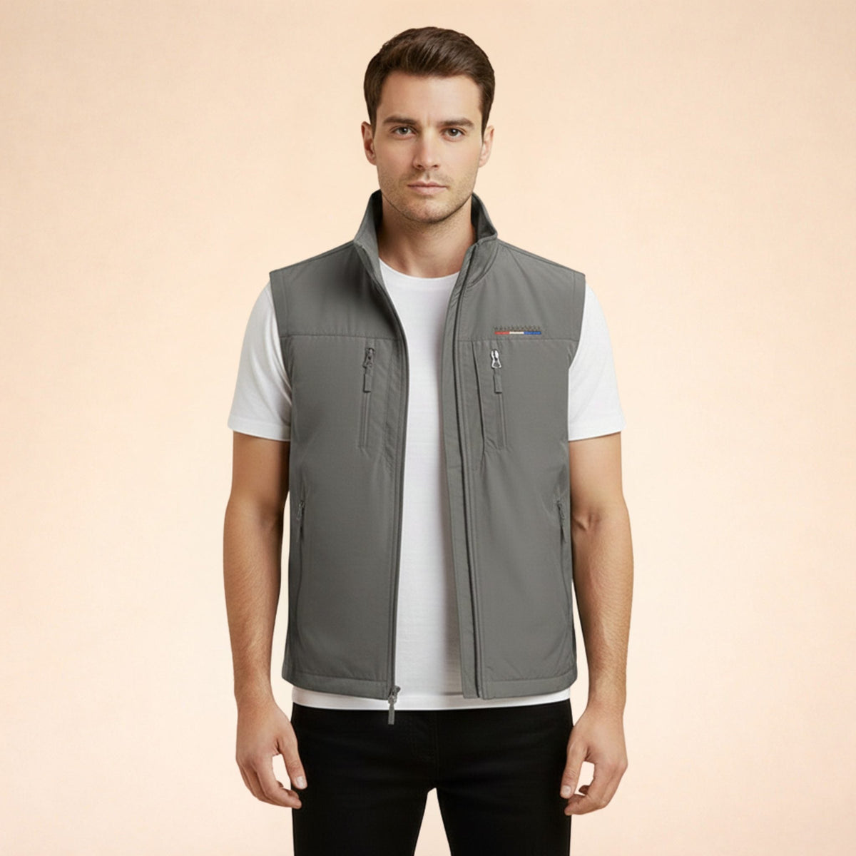Gilet Cargo da Uomo Collo Coreano con Zip — foto 7