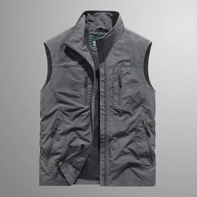 Gilet Cargo da Uomo Collo Coreano con Zip — foto 8